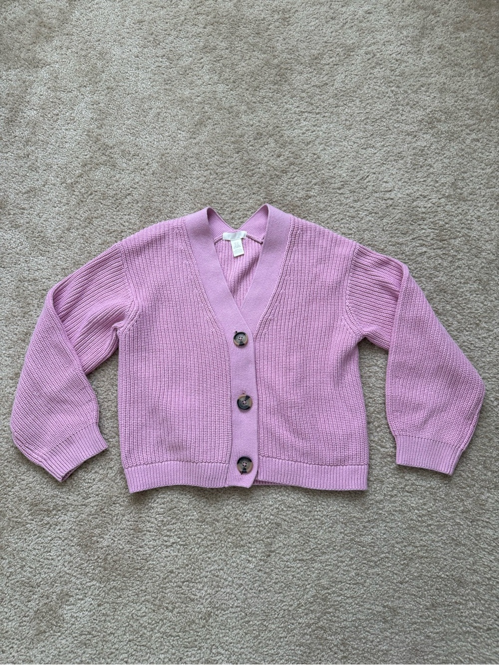 H&M Lilac Pink V-Neck Rib-Knit Cardigan